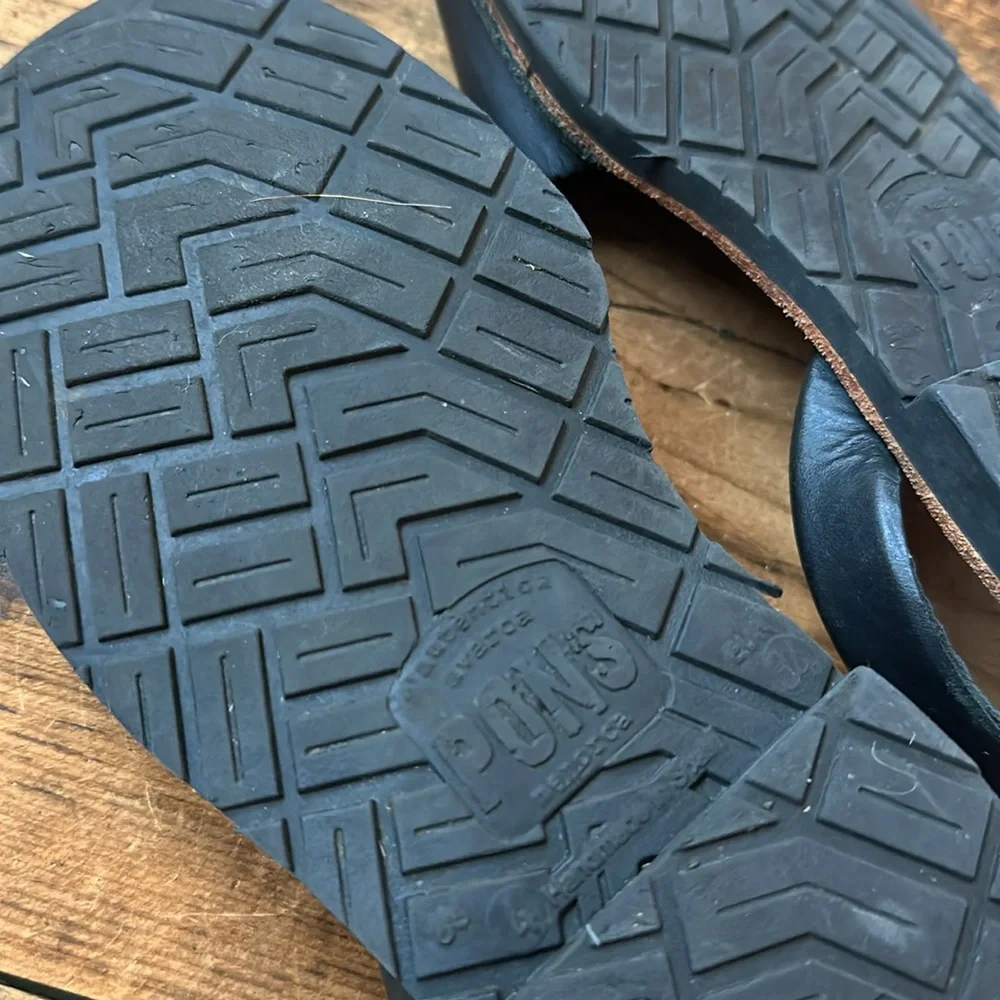 PONS Kids Black Leather Slingback Sandals